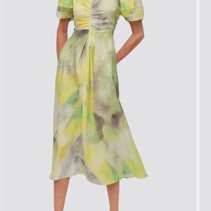 DKNY Vibrant Green and Yellow Midi Dress